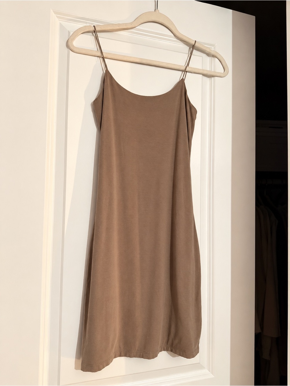 Wilfred Taupe Spaghetti Strap Mini Dress